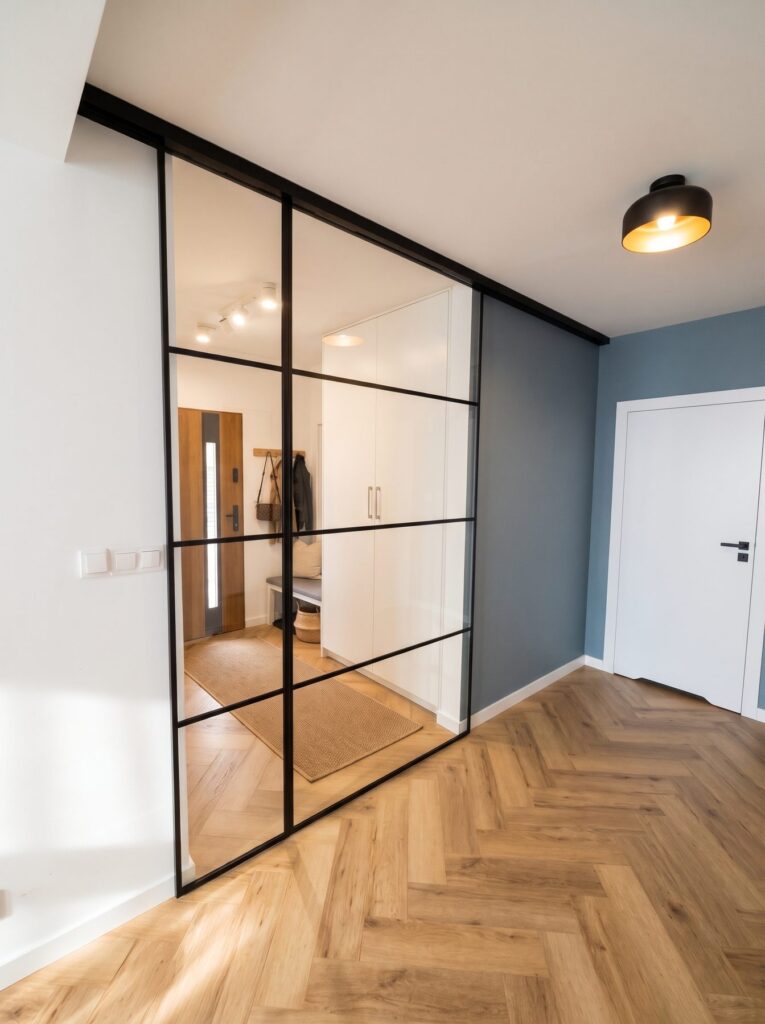 Drzwi przesuwne loft w przedpokoju