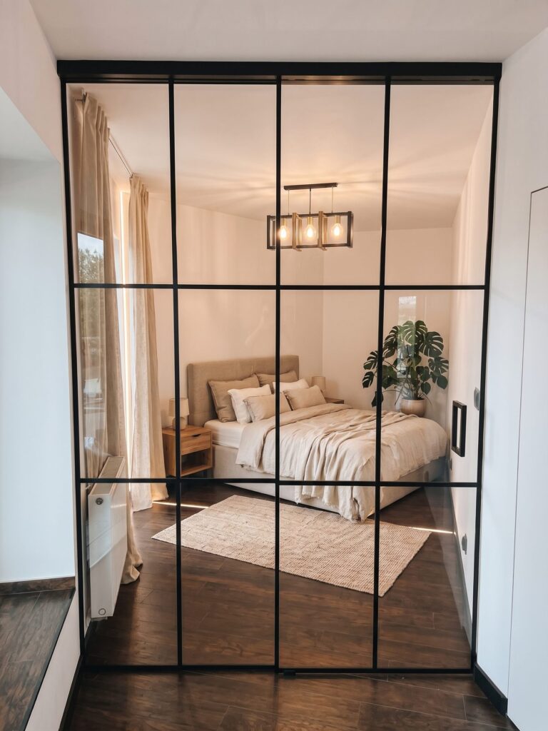 Drzwi przesuwne loft w sypialni