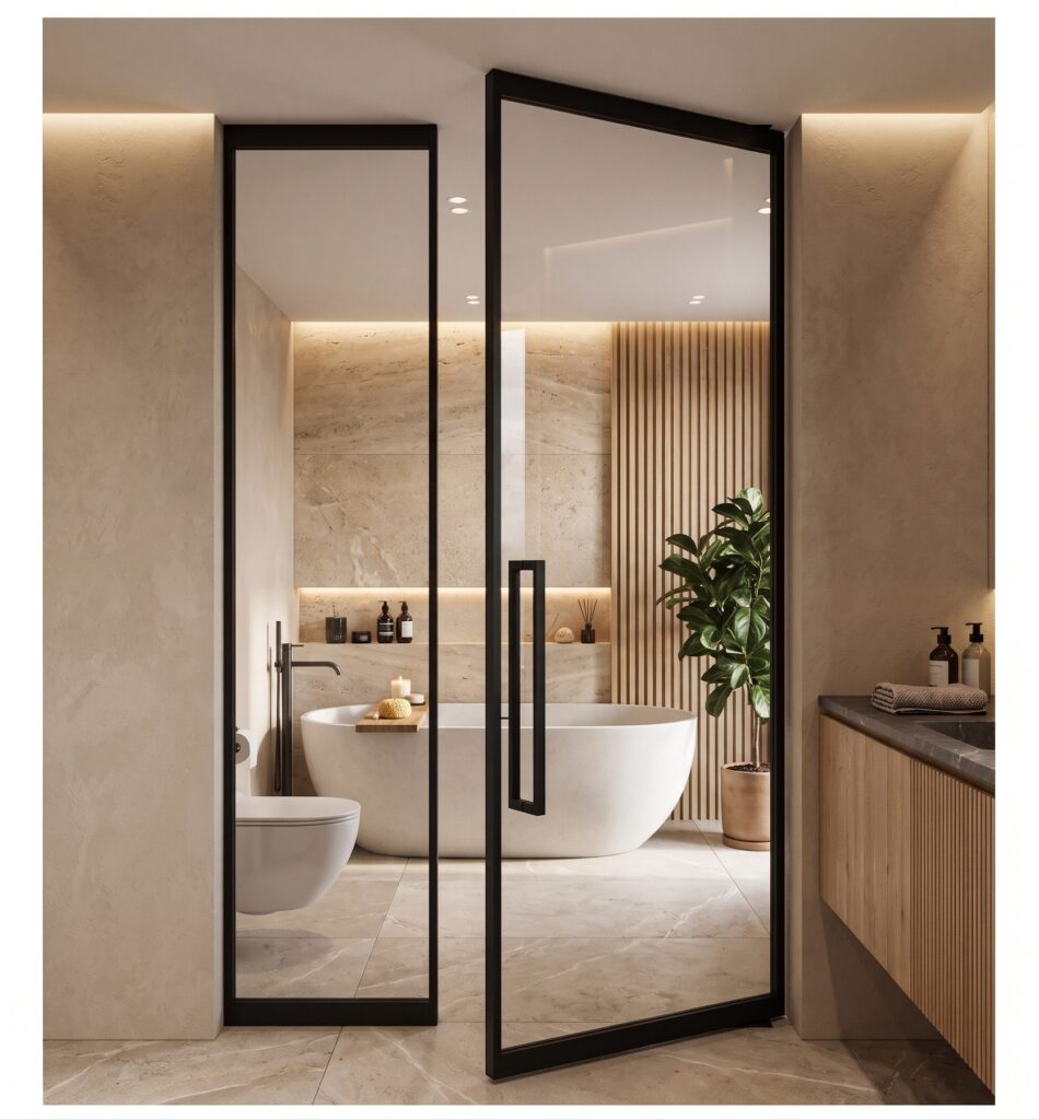 Drzwi wahadłowe loft w łazience