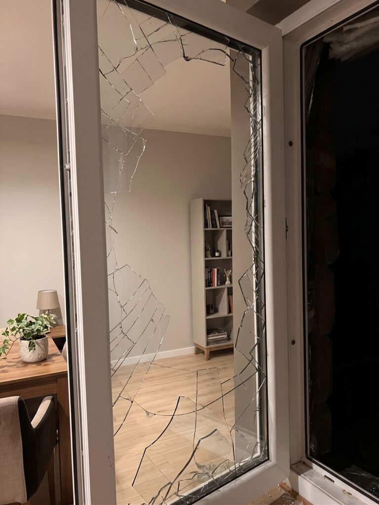 Rozbita szyba w oknie PCV