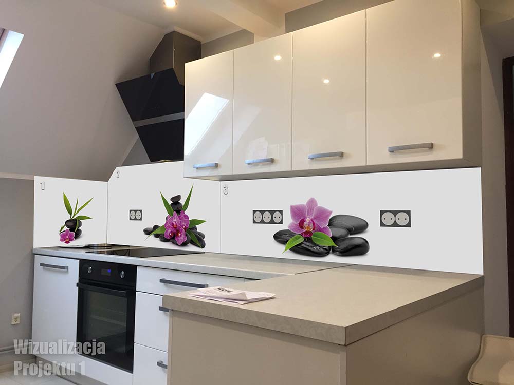 czarne kamienie kwiat kuchnia